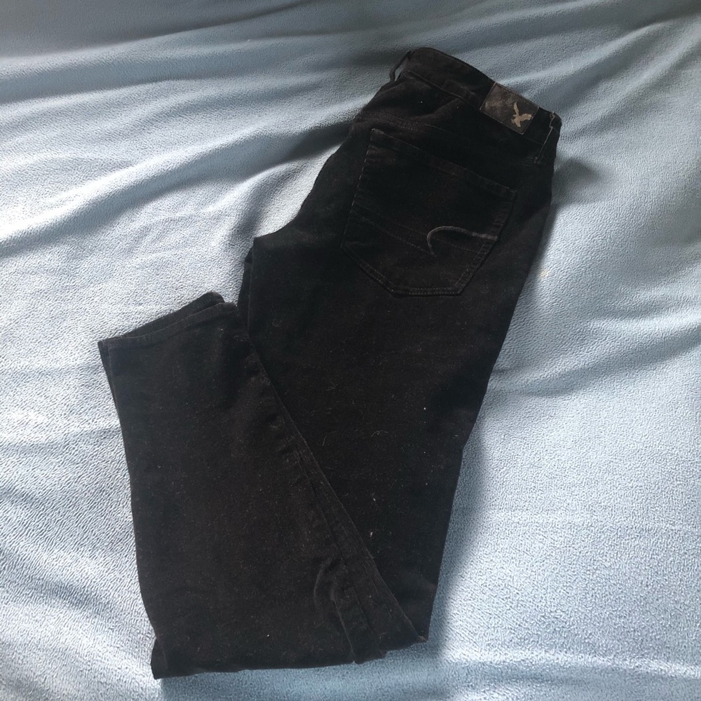 America Eagle Black Velvety jeggings size 6R